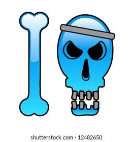 Cartoon Skull Blue