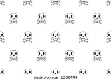 Cartoon skull and bone seamless pattern background for design.