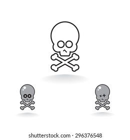 Cartoon skull with bones vector icon