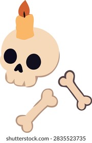 Cartoon skull and candle