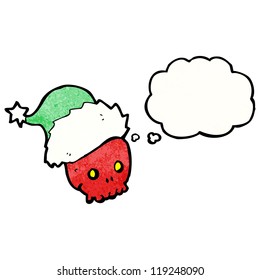 cartoon skull in christmas hat