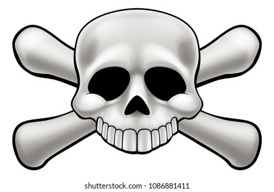 A cartoon skull and crossbones illustration