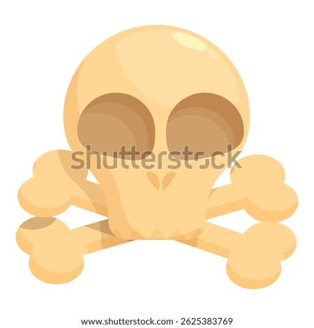 Cartoon skull and crossbones representing death, danger, and piracy, with a playful and lighthearted tone