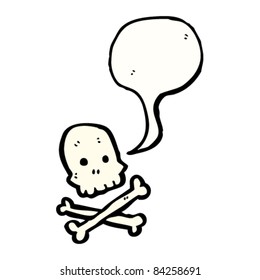 cartoon skull and crossbones with speech bubble