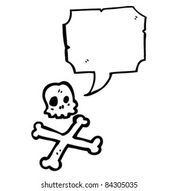 cartoon skull and crossbones with speech bubble