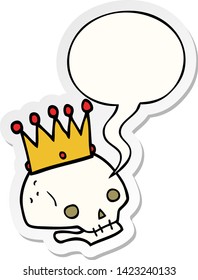 cartoon skull with crown with speech bubble sticker