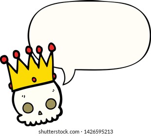 cartoon skull with crown with speech bubble