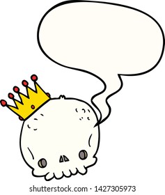 cartoon skull with crown with speech bubble