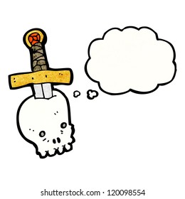 cartoon skull and dagger tattoo