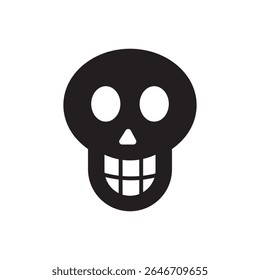 Cartoon skull face icon. Simple skull with round eyes and teeth, ideal for Halloween or danger themes.