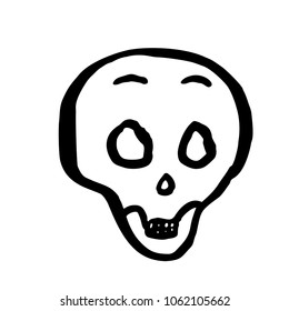 Cartoon skull.  Halloween vector illustration isolated on white