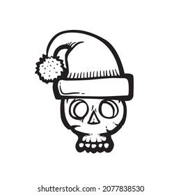 Calavera de dibujos animados, ilustración vectorial dibujada a mano, con tapa