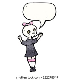 cartoon skull head girl