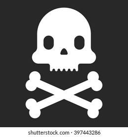 Cartoon skull icon. Halloween design element. Pirate flag. Vector flat illustration.