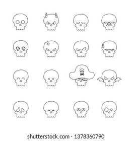 Cartoon skull icon set - vector eps 10