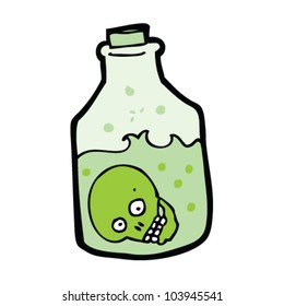 cartoon skull in jar