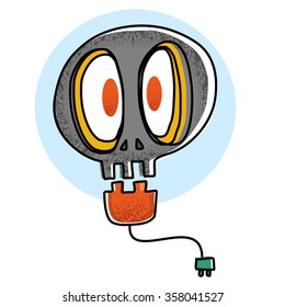 Cartoon skull light bulb