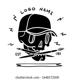 Cartoon Skull logo. Vector style. Illustration