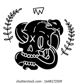 Cartoon Skull logo. Vector style. Illustration