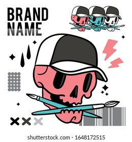 Cartoon Skull logo. Vector style. Illustration