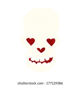 cartoon skull with love heart eyes