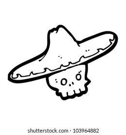 cartoon skull in mexican hat