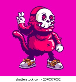 cartoon skull monster character vector