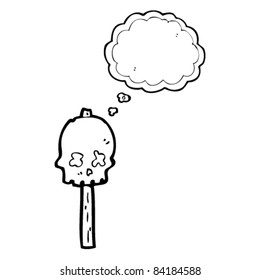 cartoon skull on post thinking