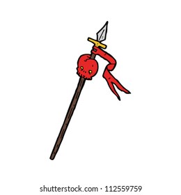cartoon skull on spear