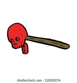 cartoon skull on stick