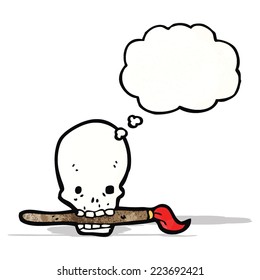 cartoon skull with paint brush