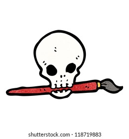 cartoon skull with paintbrush