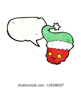 cartoon skull in santa hat