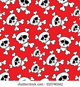 Cartoon skull seamless pattern.