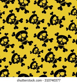 Cartoon skull seamless pattern.