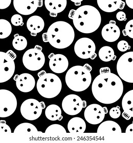 Cartoon skull seamless vector pattern