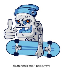 Cartoon skull skater boy