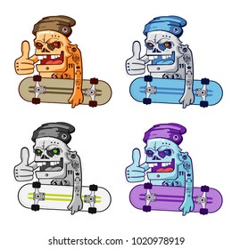 Cartoon skull skater boy pack