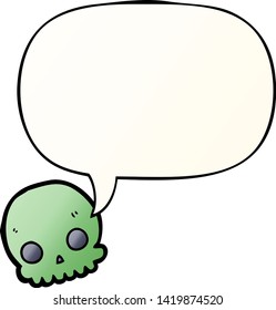 cartoon skull with speech bubble in smooth gradient style