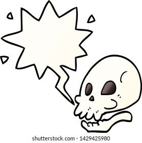 cartoon skull with speech bubble in smooth gradient style