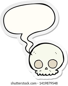 cartoon skull with speech bubble sticker