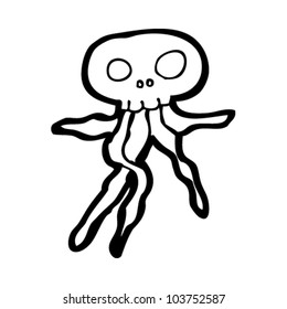 cartoon skull squid
