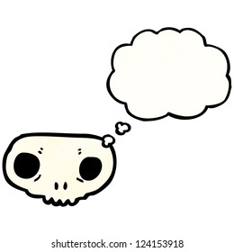 cartoon skull symbol with thought bubble