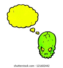 cartoon skull with thought bubble