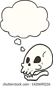 cartoon skull with thought bubble