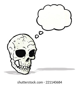 cartoon skull with thought bubble