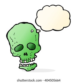 cartoon skull with thought bubble