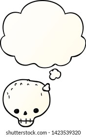cartoon skull with thought bubble in smooth gradient style