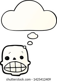 cartoon skull with thought bubble in smooth gradient style