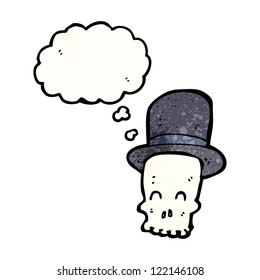 cráneo de caricatura con sombrero superior